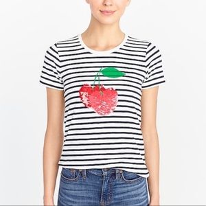 J Crew Cherry striped top with sequins